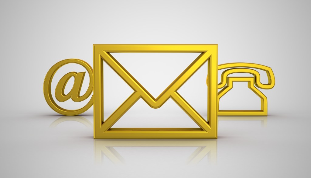 Iicons representing social media @ email and phone