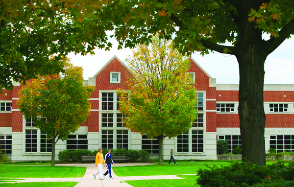 students walking in front of Lebanon Valley College in Annville, PA